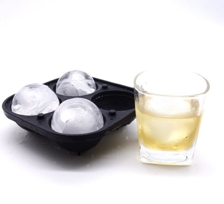 Whiskey 4 Cavity Silicone Ice Ball Khuôn dễ dàng phát hành bền với phễu