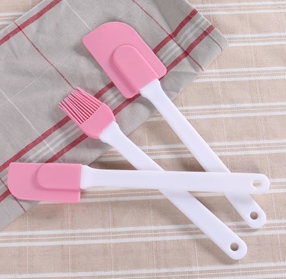 Bàn chải thìa nhựa chịu nhiệt cứng, thìa nấu bằng silicone Màu hồng