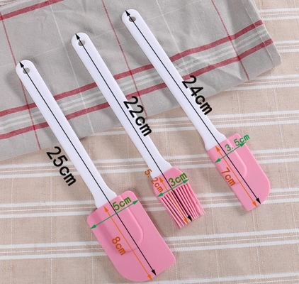 Bàn chải thìa nhựa chịu nhiệt cứng, thìa nấu bằng silicone Màu hồng