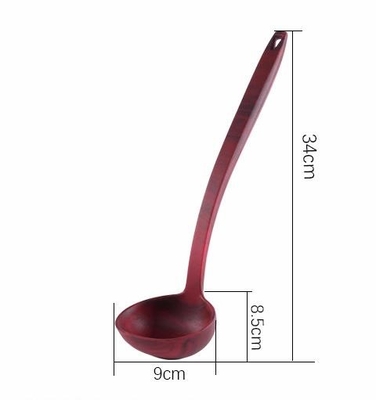 Bề mặt hạt gỗ Tay cầm dài Thực phẩm Lớp Silicone Soup Spoon Dụng cụ nhà bếp