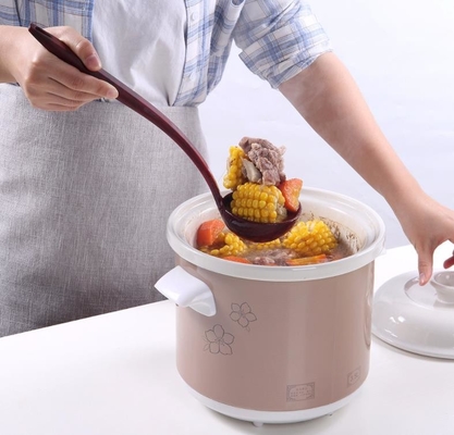 Bề mặt hạt gỗ Tay cầm dài Thực phẩm Lớp Silicone Soup Spoon Dụng cụ nhà bếp