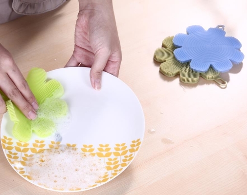 Hoa hình thực phẩm Lớp Silicone Rửa Bàn chải bọt biển để Làm sạch bát đĩa và trái cây