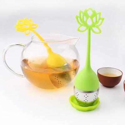 Hoa sen hình thực phẩm Lớp lọc trà bằng silicone có in logo