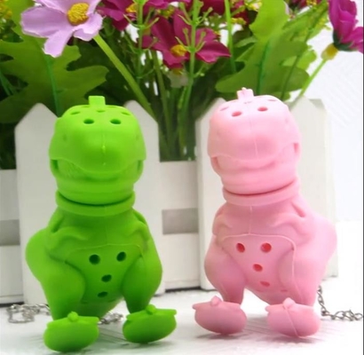 Thiết kế hình khủng long BPA Free FDA túi trà silicone với gói hộp