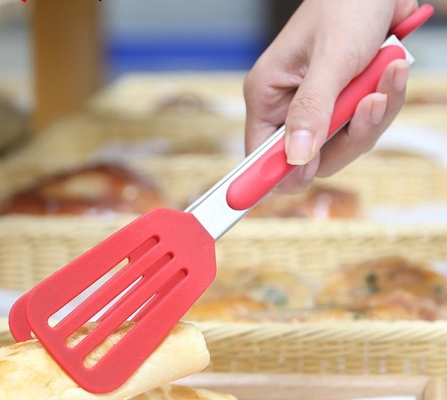 Rãnh Turner Silicone Các mặt hàng nhà bếp Logo tùy chỉnh Có thể in Spatula Tong